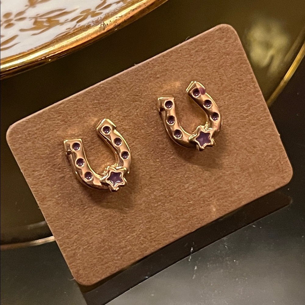 Gold Horseshoe Stud Earrings